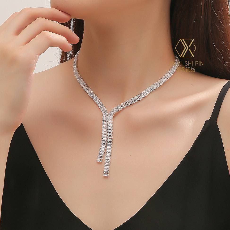 Product Name
Baguette Necklace – Chinese Gold Plated with Zircon Stones