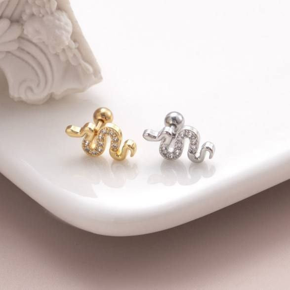 Sparkling Snake Stud Earring
