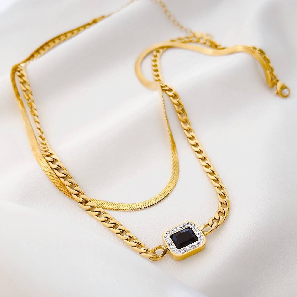 Product Name
Pure Stainless Steel 316 Double-Layer Necklace – Infinity Design with Blue Stone