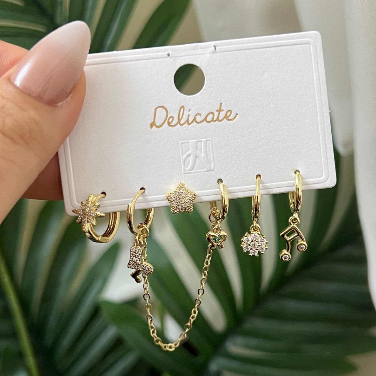 Product Name:
Premium Piercing Set – Chinese Gold Plated with Zircon Stones (6 Pieces)