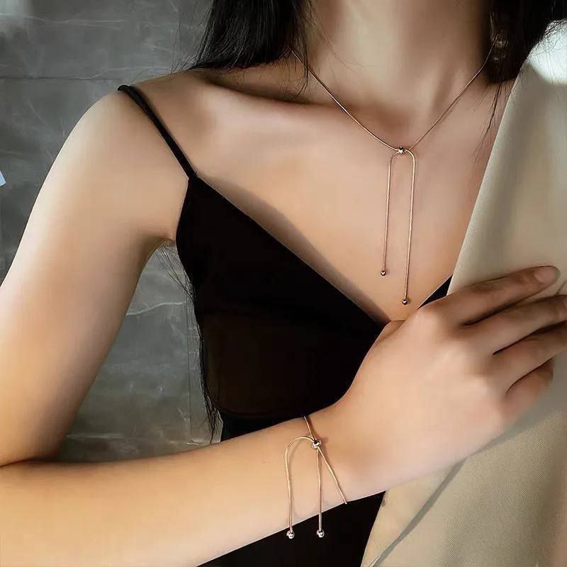 Elegant Gold Drop Chain Necklace