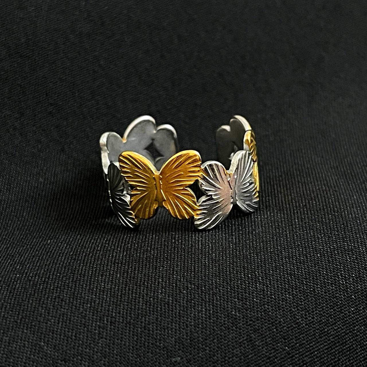 Product Name: Stainless Steel 316 Adjustable Two-Tone Ring (Silver & Gold)