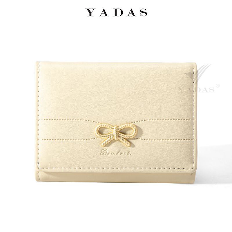 Luxury Leather Wallet with a Golden Bow Accent