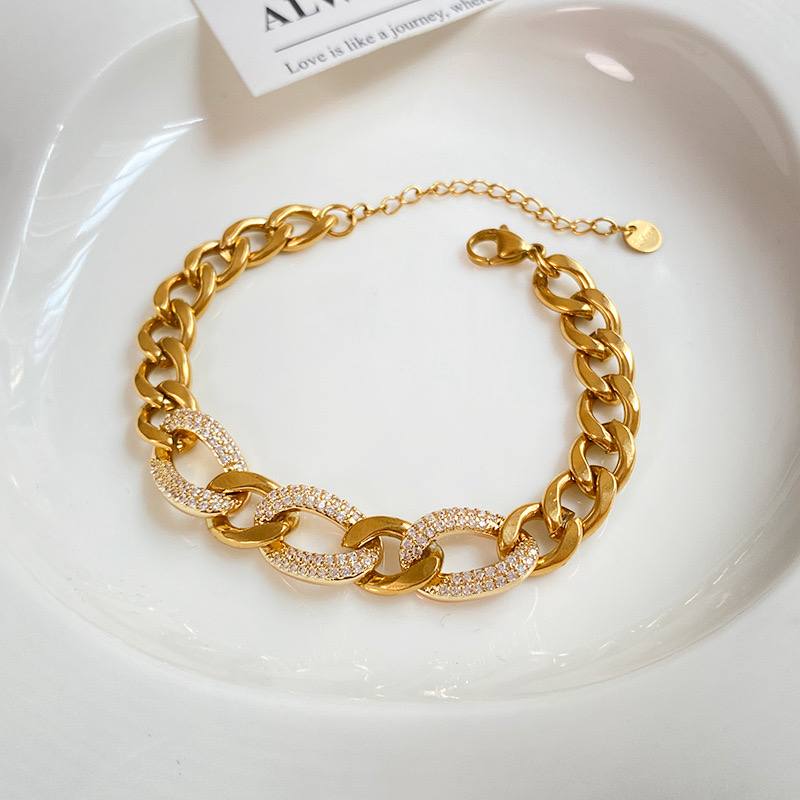 Product Title:
Pure 316 Stainless Steel Bracelet with Zircon Stones – Single Piece