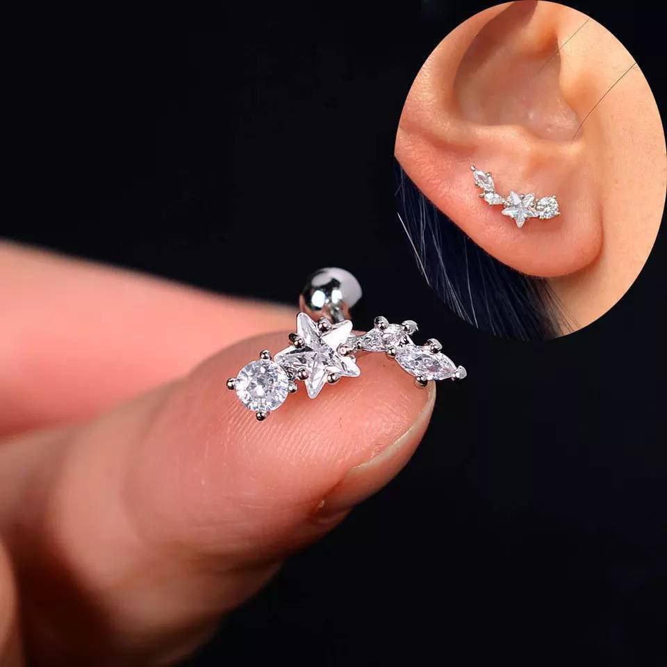 Shining Star Zircon Stud Earrings – Elegant Design in Gold & Silver 💫