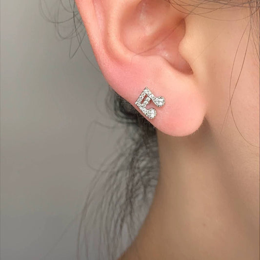 ✨ Silver Music Note Stud Earring 🎶