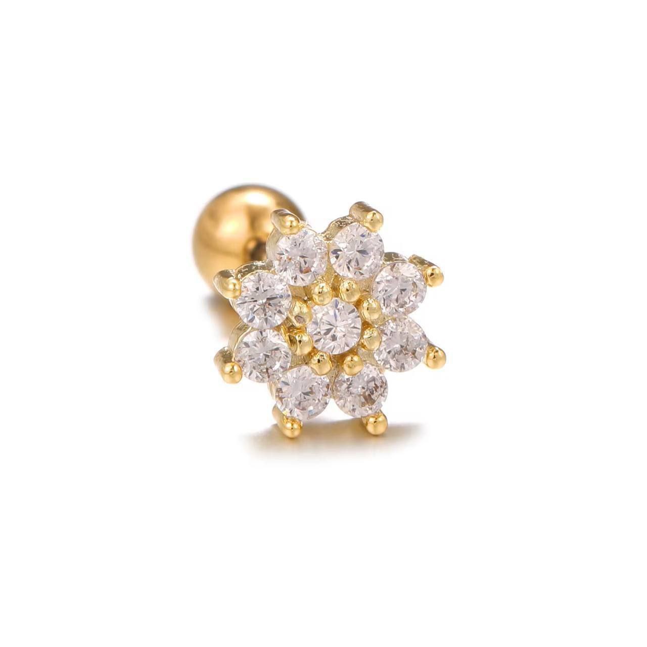Elegant Flower Stud Earring – Gold & Silver Colors 💎