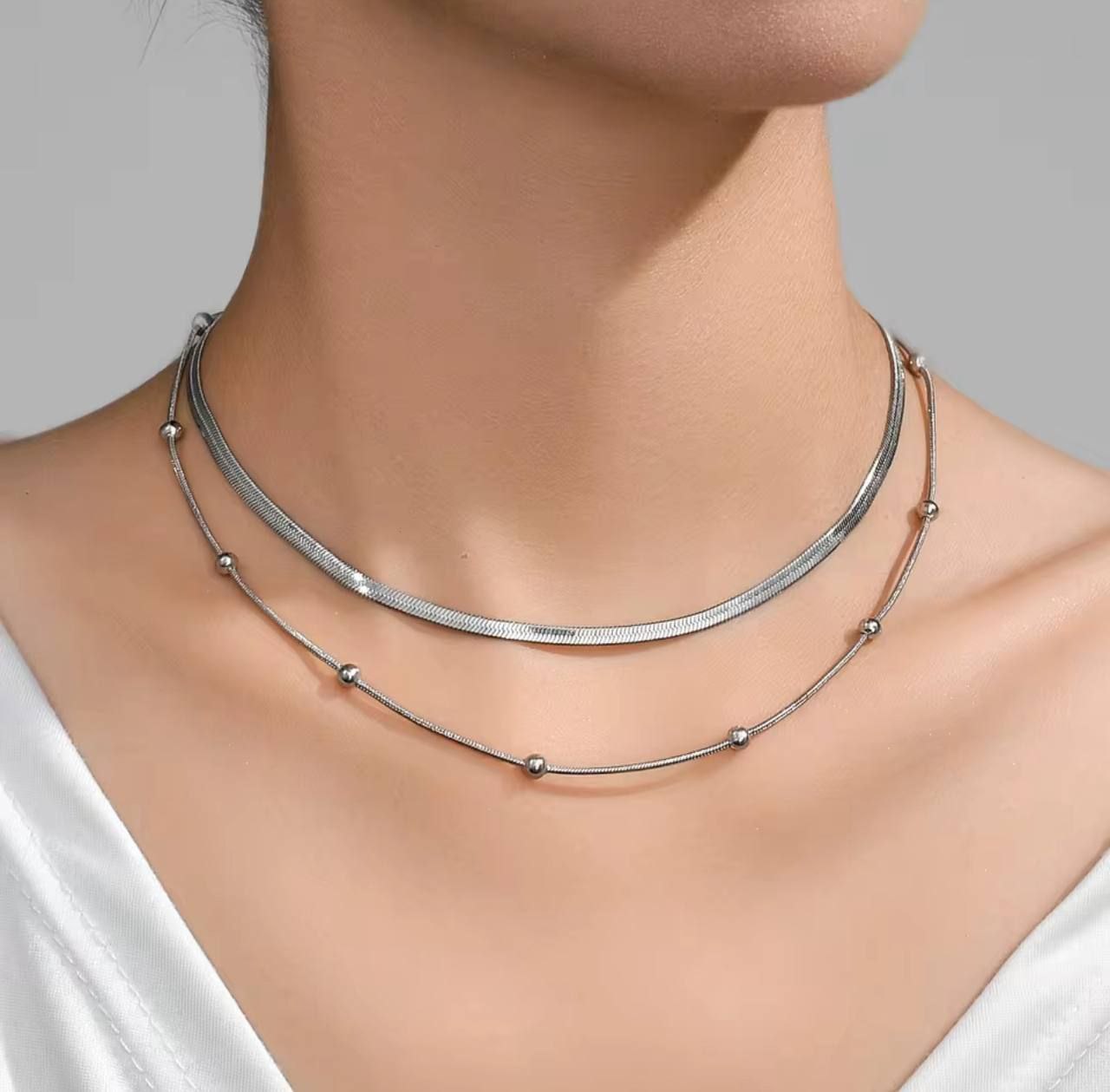 Product Name 

Pure Stainless Steel 316 Double-Layer Fox Tail × Snake Chain Necklace