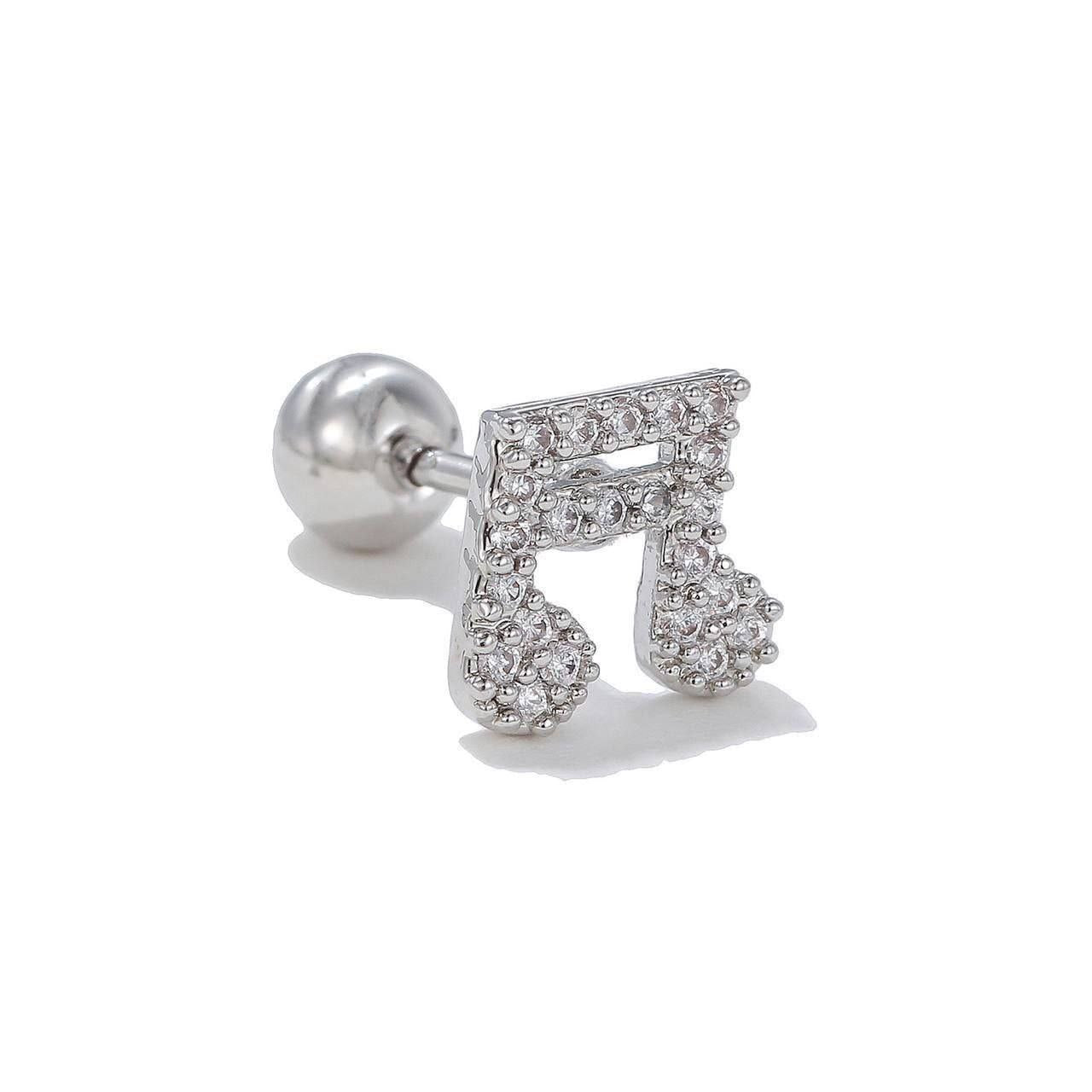 ✨ Silver Music Note Stud Earring 🎶