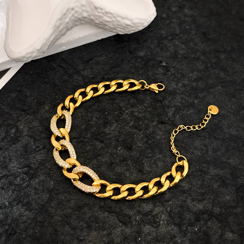 Product Title:
Pure 316 Stainless Steel Bracelet with Zircon Stones – Single Piece