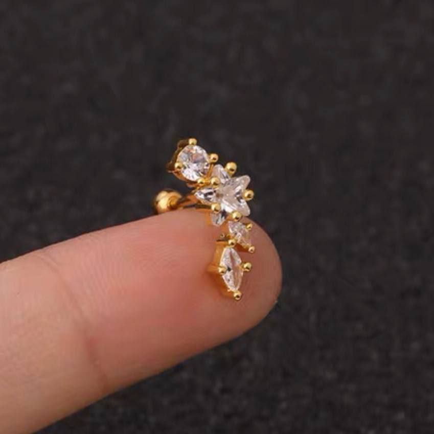 Shining Star Zircon Stud Earrings – Elegant Design in Gold & Silver 💫