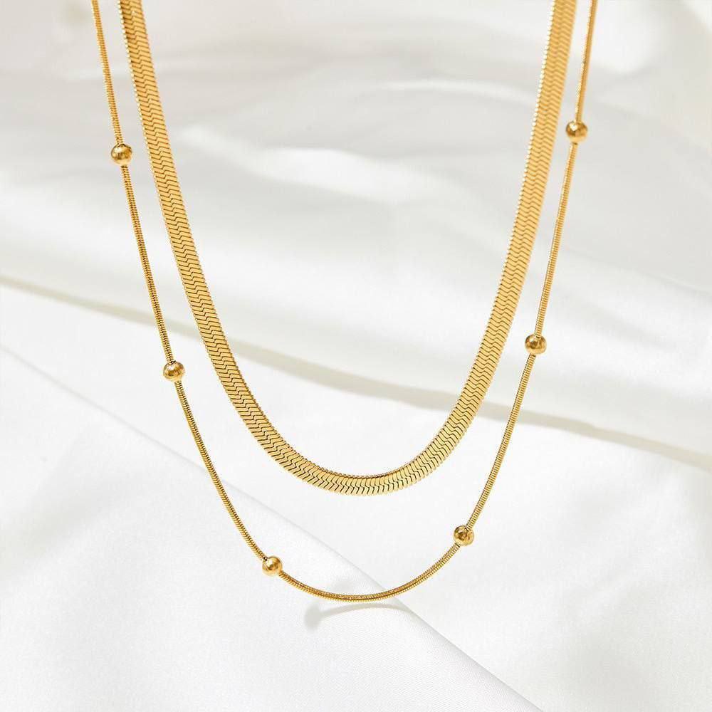 Product Name 

Pure Stainless Steel 316 Double-Layer Fox Tail × Snake Chain Necklace