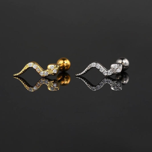 Elegant Snake Shape Stud Earring – Gold & Silver Colors 💎