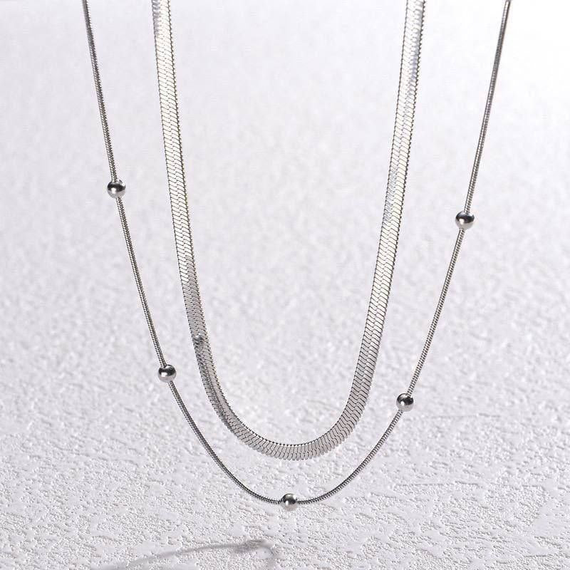 Product Name 

Pure Stainless Steel 316 Double-Layer Fox Tail × Snake Chain Necklace