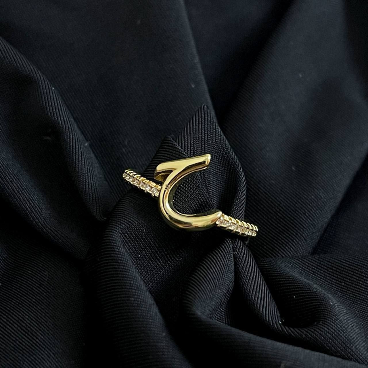 Product Name:
Arabic Letter Gold Plated Ring – Free Size with Zircon Stones