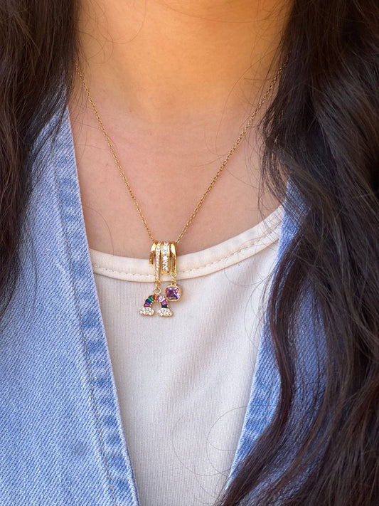 Product Name:
Stainless Steel 316 Necklace with Gold-Plated Rainbow Zircon Pendant