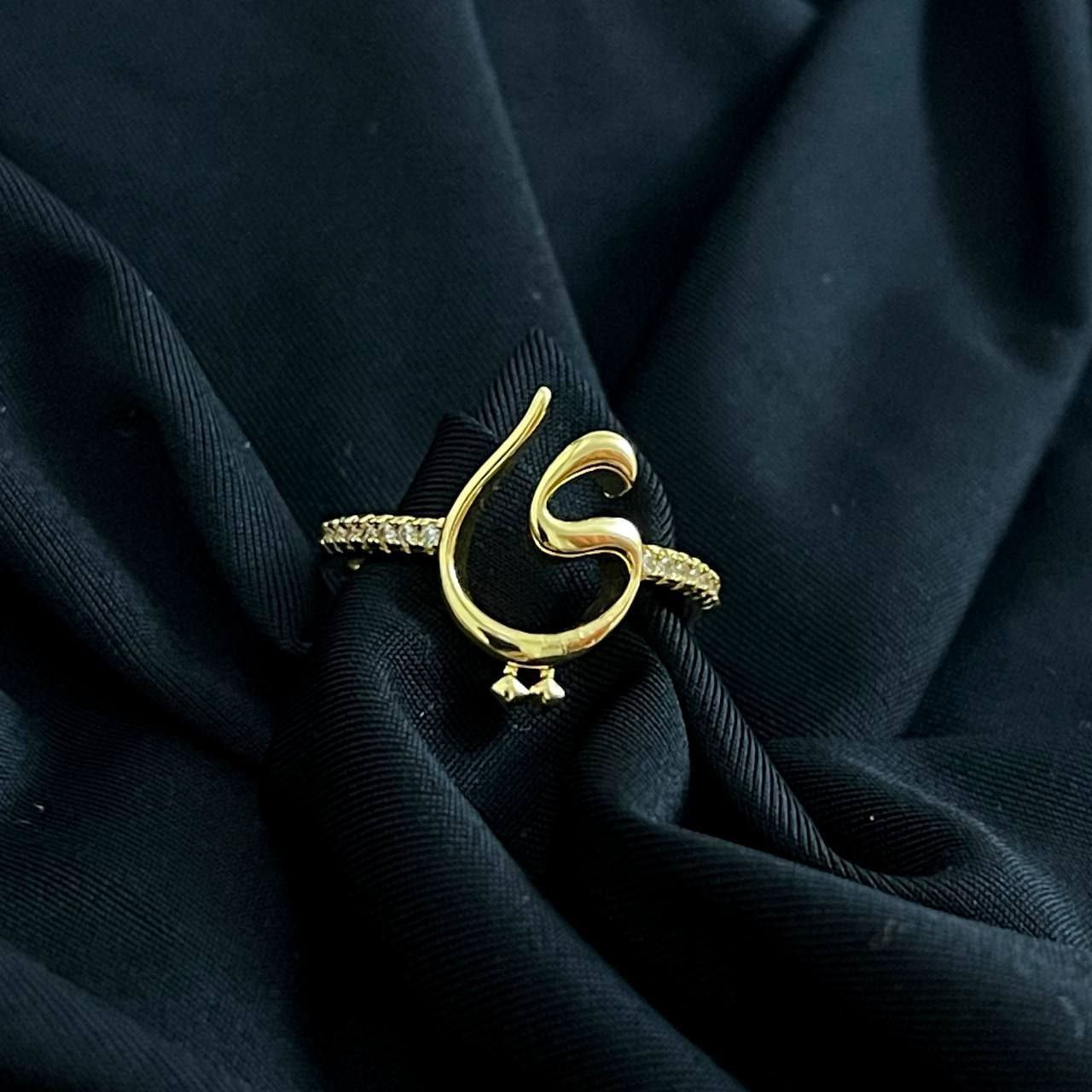 Product Name:
Arabic Letter Gold Plated Ring – Free Size with Zircon Stones