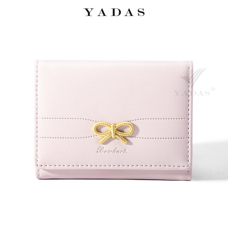 Luxury Leather Wallet with a Golden Bow Accent