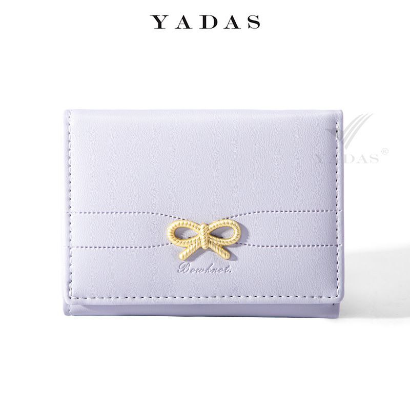 Luxury Leather Wallet with a Golden Bow Accent