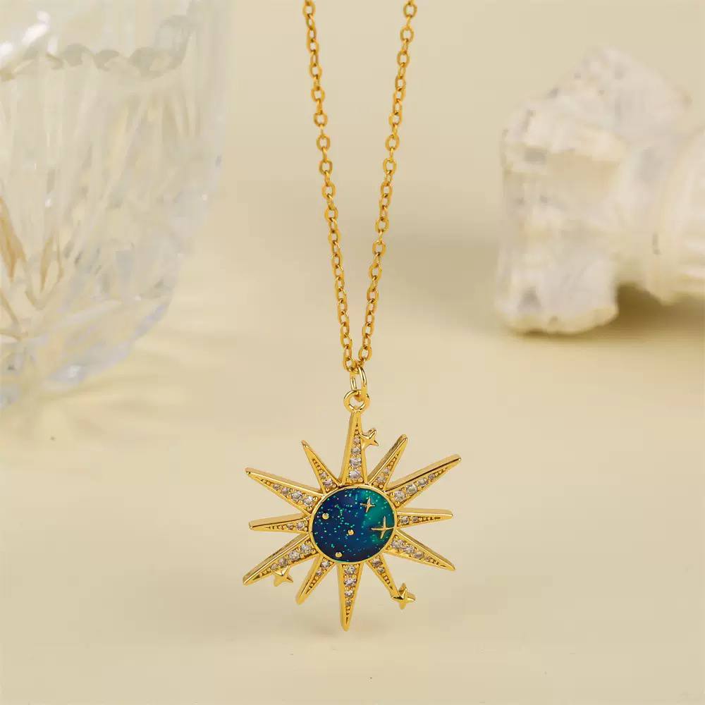 Product Name:
Galaxy Stainless Steel Necklace – Pure 316 with Gold-Tone Zircon Pendant