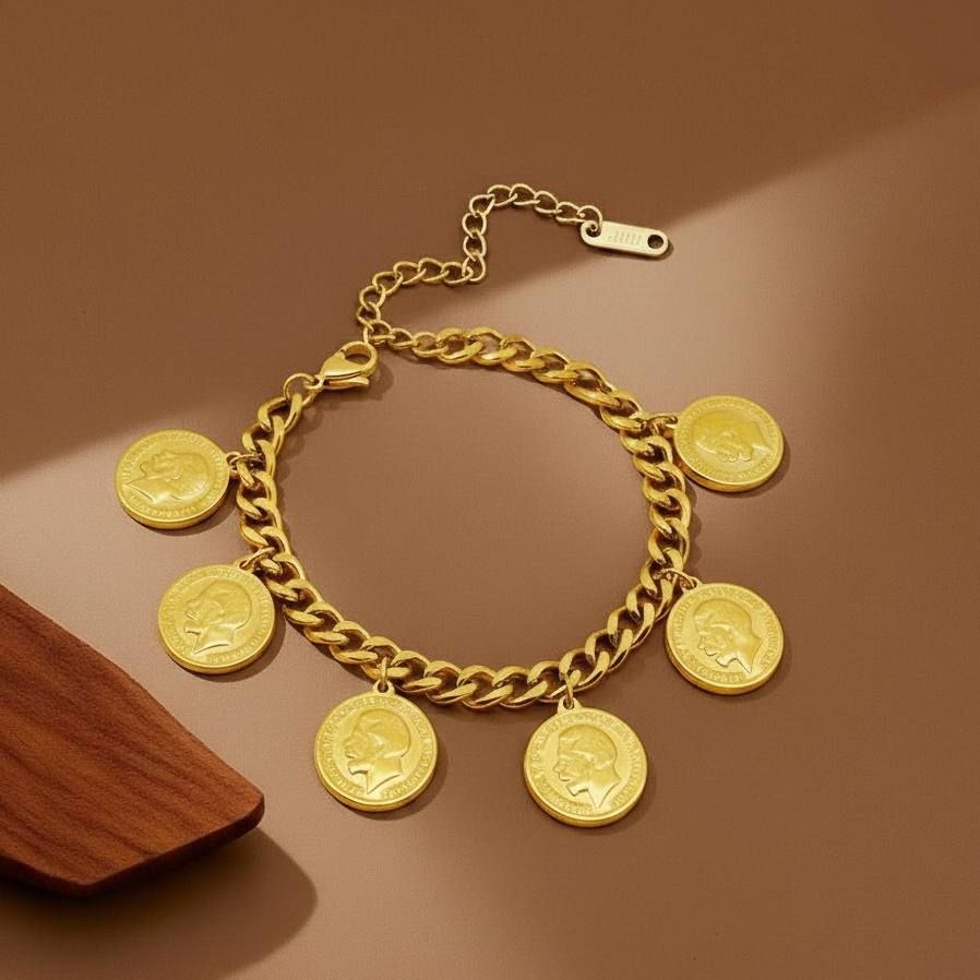 Product Name:

5-Coin Pendant Stainless Steel Pure 316 Bracelet